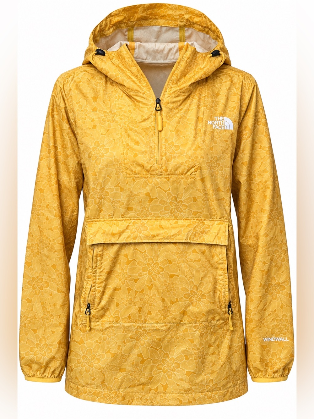 The North Face WindWall Fanorak M Yellow Floral Packable Anorak Gorpcore Jacket